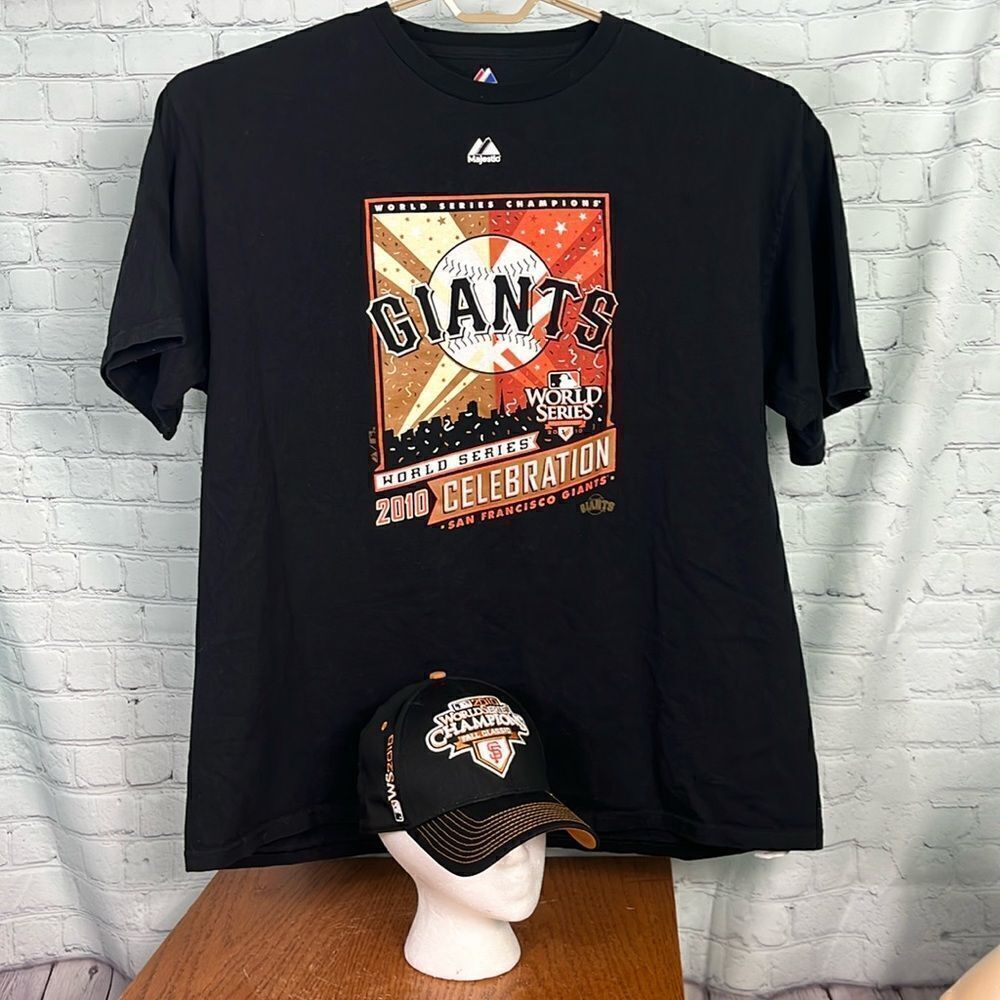 SAN FRANCISCO GIANTS 2010 World Series Celebration 2XL Tee New Era Hat OSFM